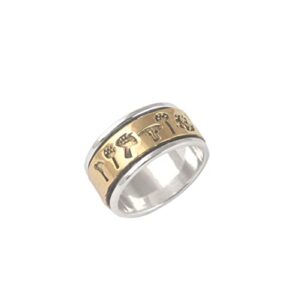 spinner handcrafted band 925 sterling solid silver spinner ring band two tone gold design spinner ring (7)