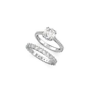 swarovski stilla ring set, clear zirconia, rhodium finish, size 7