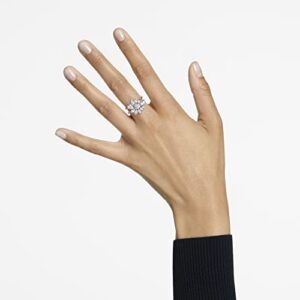 Swarovski Gema cocktail ring, Flower, White, Rhodium plated