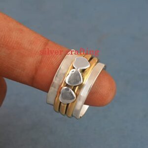 Heart Spinner Sterling silver spinning ring Meditation ring Silver band Love couple ring Silver jewelry (7)