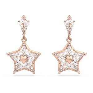 Swarovski Stella drop earrings, Kite cut, Star, White, Rose gold-tone plated