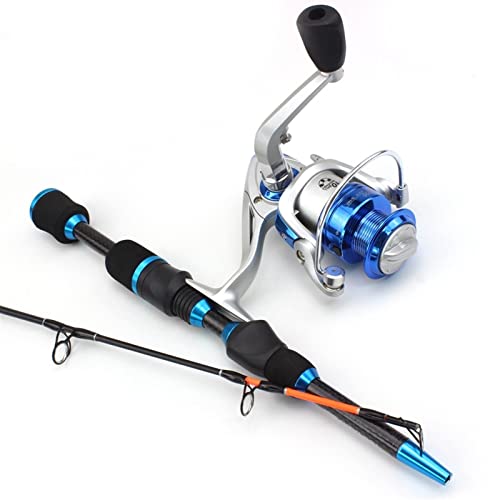 HNHYNSY Portable Fishing Pole ，Fishing Rod 65cm 75g Superhard Carbon Rod and Spinning Reel Set Winter Travel Fishing Tools (Color : A, Size : 65 cm)