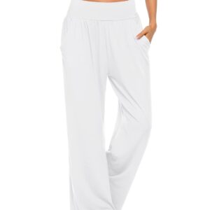 ZJCT Womens Yoga Sweatpants Comfy Loose Casual Wide Leg Lounge Joggers Pants with Pockets White M