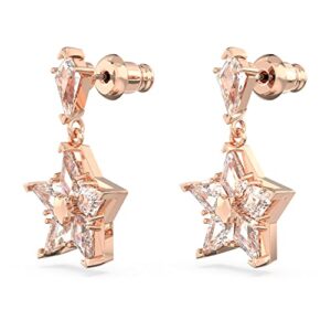 Swarovski Stella drop earrings, Kite cut, Star, White, Rose gold-tone plated