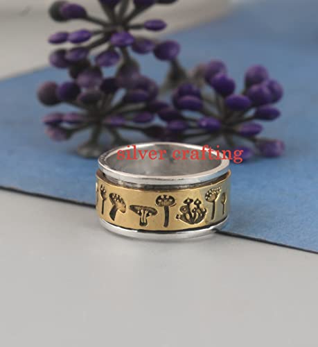 Spinner Handcrafted Band 925 Sterling Solid Silver Spinner Ring Band Two Tone Gold Design Spinner Ring (7)