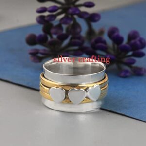 Heart Spinner Sterling silver spinning ring Meditation ring Silver band Love couple ring Silver jewelry (7)