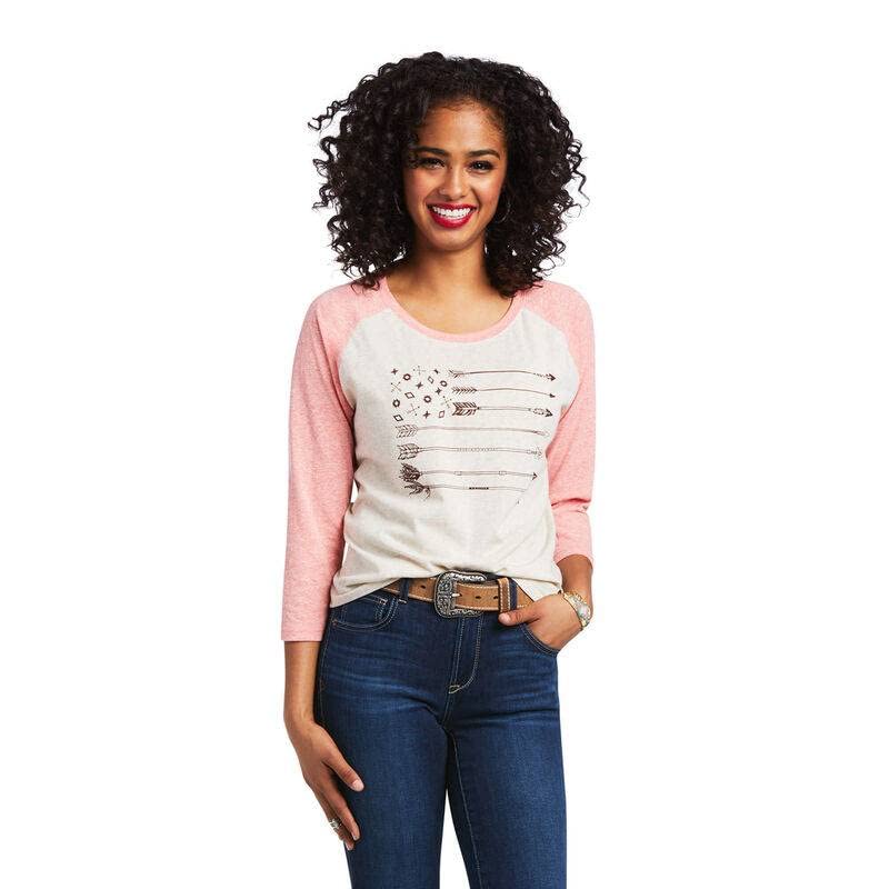 Ariat Women's Arrow Raglan Shirt (Medium, Oatmeal Heather)