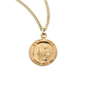 The Christian World Patron Saint Jude Gold Over Sterling silv. Religious Medal Pendant Necklace vbn-fh-6158