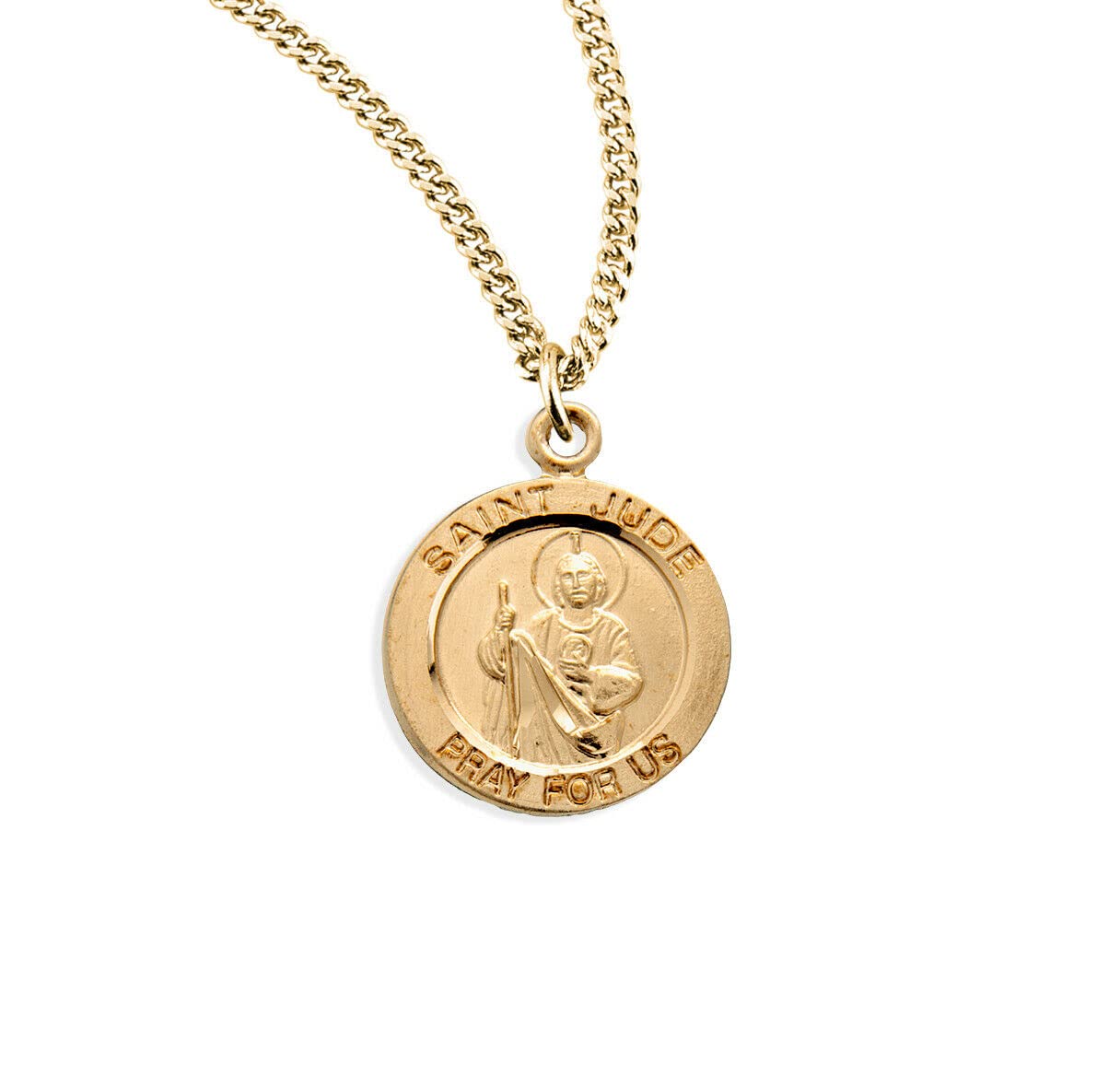 The Christian World Patron Saint Jude Gold Over Sterling silv. Religious Medal Pendant Necklace vbn-fh-6158