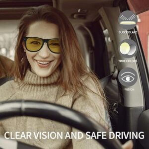 KANASTAL Night Driving Glasses Men Women Fashion Polarized Night Vision Glasses Square Anti Glare Yellow Lens for Fishing accessories