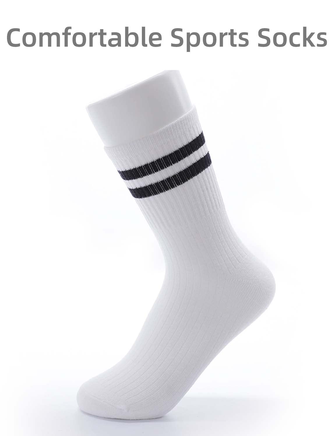 WAIKAS 【5-Pack】 Mid Calf Socks for Women, Common Size Adult Socks, Black/White/Yellow/Rose Red/Green each color 1 Pair