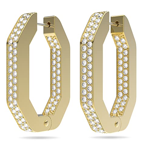 Swarovski Dextera Hoop Earrings with White Swarovski Crystals in Pavé on Rose Gold-Tone Plated Setting, Part of the Swarovski Dextera Collection