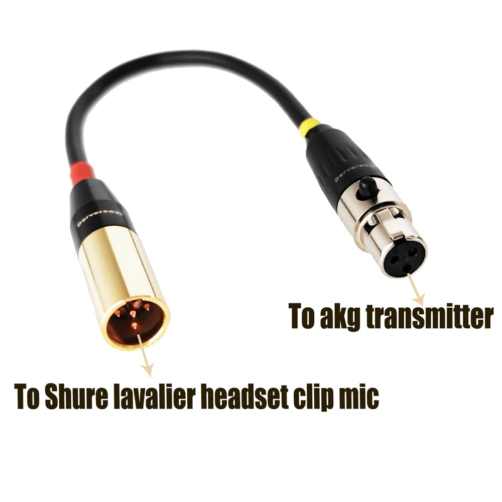 Darverson TA4F 4 pin to 3 pin Mini XLR Cable for Shure akg Pocket Transmitter Instrument Cord convertor Adapter (059874520)