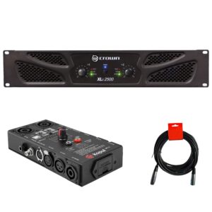 Crown Audio XLi 2500 Two-Channel Stereo Power Amplifier Bundle with Kopul CBT-12-12-in-1 Cable Tester, and XLR-XLR Cable