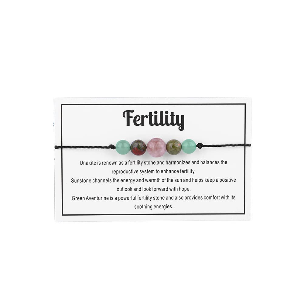 COLORFUL BLING Natural Healing Stone Quartz Crystal Bead Bracelet with Meaningful Card for Women Men Spiritual Anxiety Reiki Chakra Bracelets Protection Jewelry-fertility