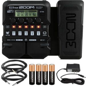 zoom g1x four guitar multi-effects processor with cables and power supply accessory kit