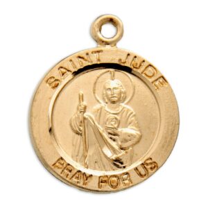 The Christian World Patron Saint Jude Gold Over Sterling silv. Religious Medal Pendant Necklace vbn-fh-6158