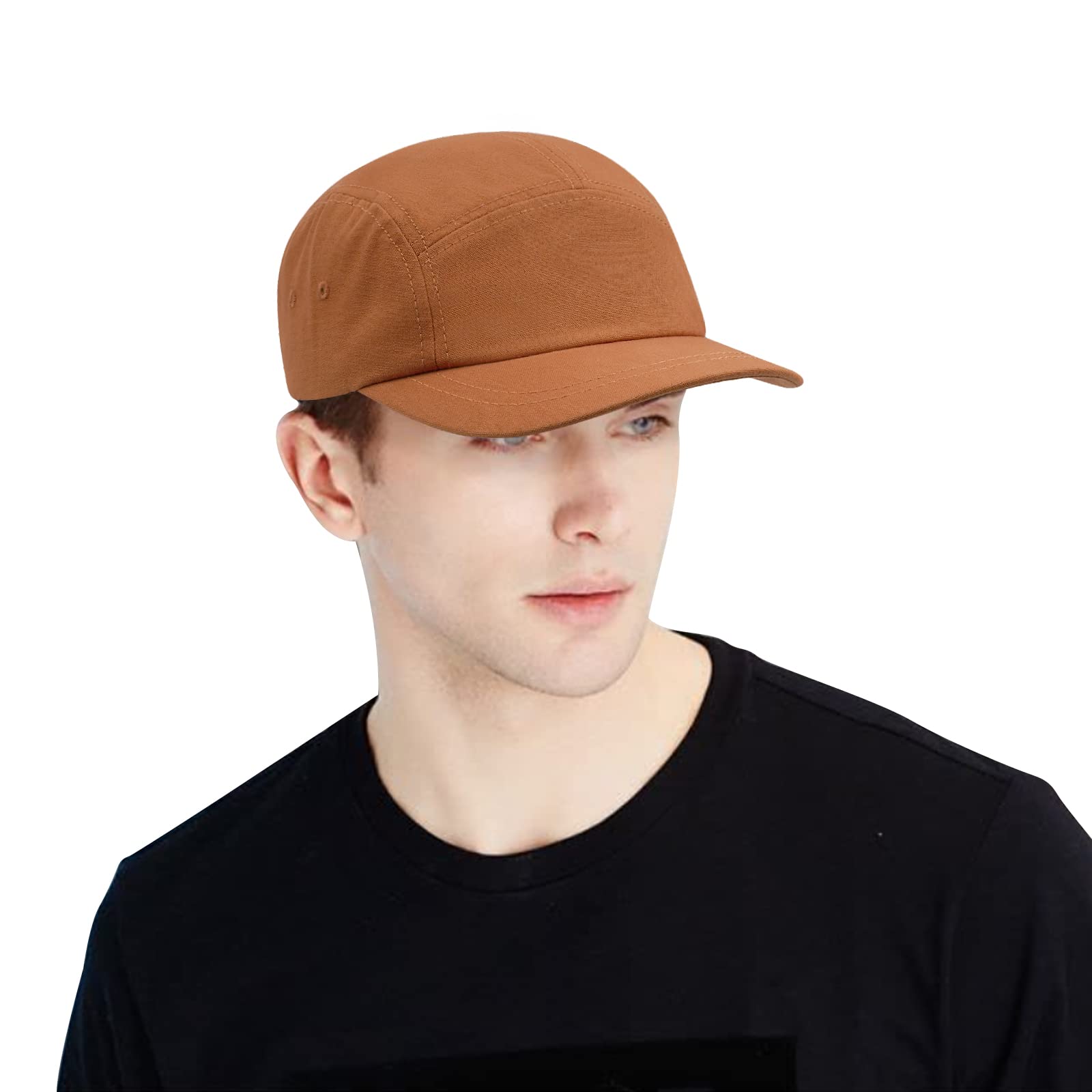 CLAPE Cotton Baseball Cap Low Profile Five Panel Hat Unstructured Short Bill Cap Classic Trucker Hat Sun Hat for Outdoor Sports