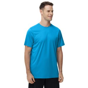 Mens Quick Dry Fit Mositure Wicking Athletic Performance T Shirt -Crewneck Outdoor Activewear Tops Blue-2XL