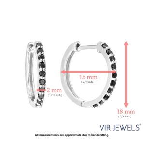 Vir Jewels 1/2 cttw Black Diamond Hoop Earrings .925 Sterling Silver Round Prong 3/4 Inch