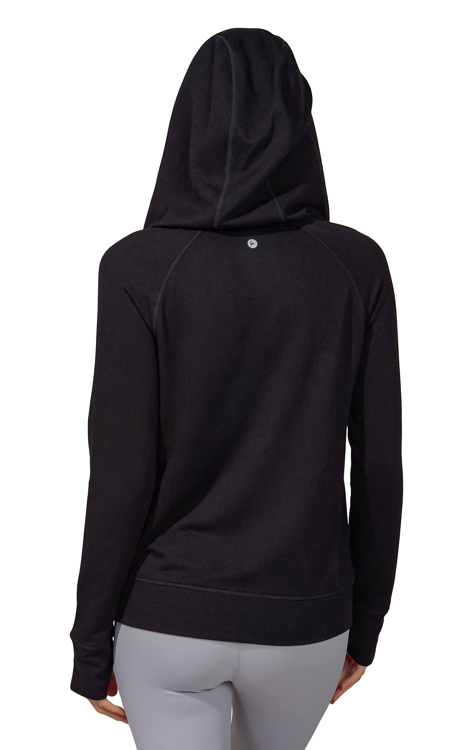 90 Degree By Reflex Womens Full-Zip Fleece Lined Hoodie Sweatshirt Jacket - Black - Medium