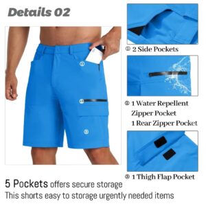 MAGCOMSEN Golf Shorts Men Stretch Hiking Quick Dry Shorts Cargo Shorts Outdoor Fishing Shorts Azure,36