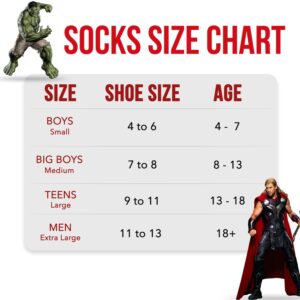 Marvel Legends Socks for Boys & Men, 6-Pack Socks for Men & Boys Socks, Men's Athletic Socks, Athletic Socks for Boys