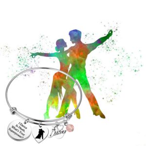 PLITI Ballroom Dance Gift Ballroom Dancer Gift Dance Teacher Appreciation Gift I Dance In Heels What's Your Superpower Bracelet (dance in heels bg)