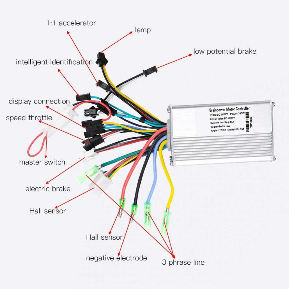 Electric Motor Controller, E-Bike Hub Motor Controller, 36V-48V Waterproof LCD Display Panel Brushless Controller Kit for Electric Bicycle Scooter