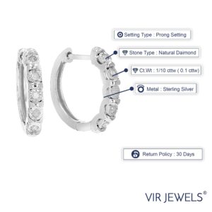 Vir Jewels 1/10 cttw Diamond Hoop Earrings .925 Sterling Silver 10 Stone Prong Set 2/3 Inch