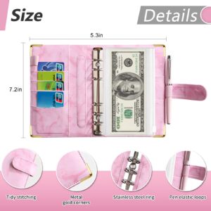 Soomeet Budget Binder, 54Pcs Budget Binder with Zipper Envelopes, Cash Envelopes for Budgeting, Money Organizer for Cash, A6 Budget Planner with Cash Envelopes, Pink