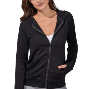 90 Degree By Reflex Womens Full-Zip Fleece Lined Hoodie Sweatshirt Jacket - Black - Medium