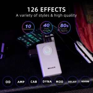 MOOER Prime P1 Intelligent Lvory White Guitar & Bass Multi Effects Processor Rechargeable, Bluetooth, Wireless, Portable Guitar Jamming, Practice Tool