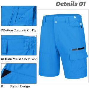 MAGCOMSEN Golf Shorts Men Stretch Hiking Quick Dry Shorts Cargo Shorts Outdoor Fishing Shorts Azure,36