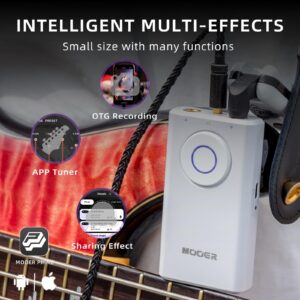 MOOER Prime P1 Intelligent Lvory White Guitar & Bass Multi Effects Processor Rechargeable, Bluetooth, Wireless, Portable Guitar Jamming, Practice Tool