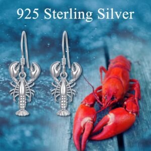 Lobster Earrings for Women Dangling Drop S925 Sterling Silver Statement Bead Fashion Earrings Jewelry Gift for Women