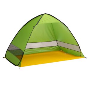 pop up beach tent - fits 2-3 people - sun shelter with uv protection and ventilation - water and wind resistant camping canopy by wakeman (green)