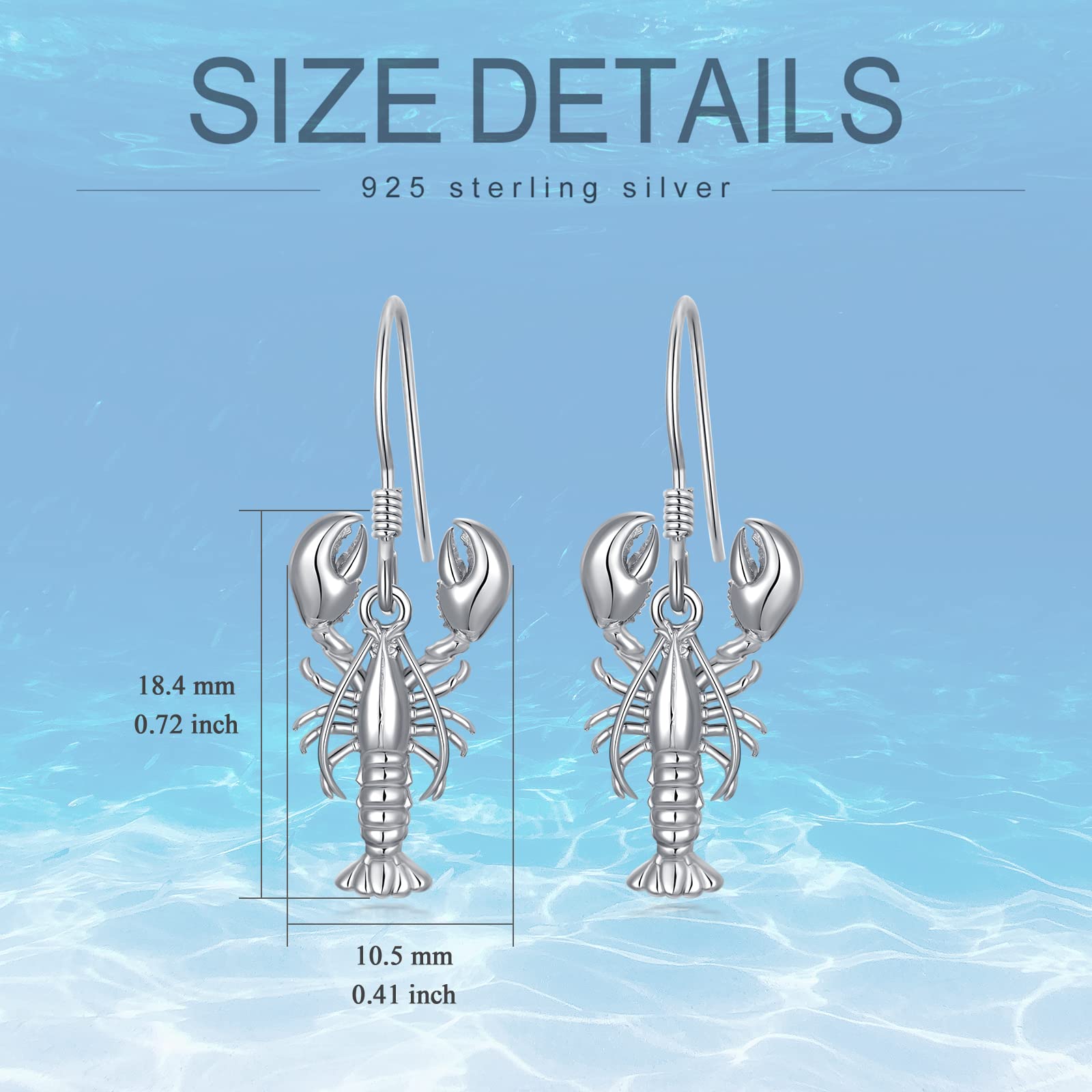 Lobster Earrings for Women Dangling Drop S925 Sterling Silver Statement Bead Fashion Earrings Jewelry Gift for Women