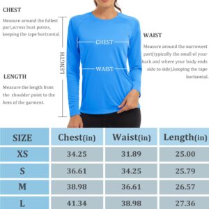 MAGCOMSEN Swim Shirts for Women Athletic Shirts Women Fitted Running Shirts Women Sun Protection Shirts for Women Lightweight Shirts Long Sleeve Tee Azure