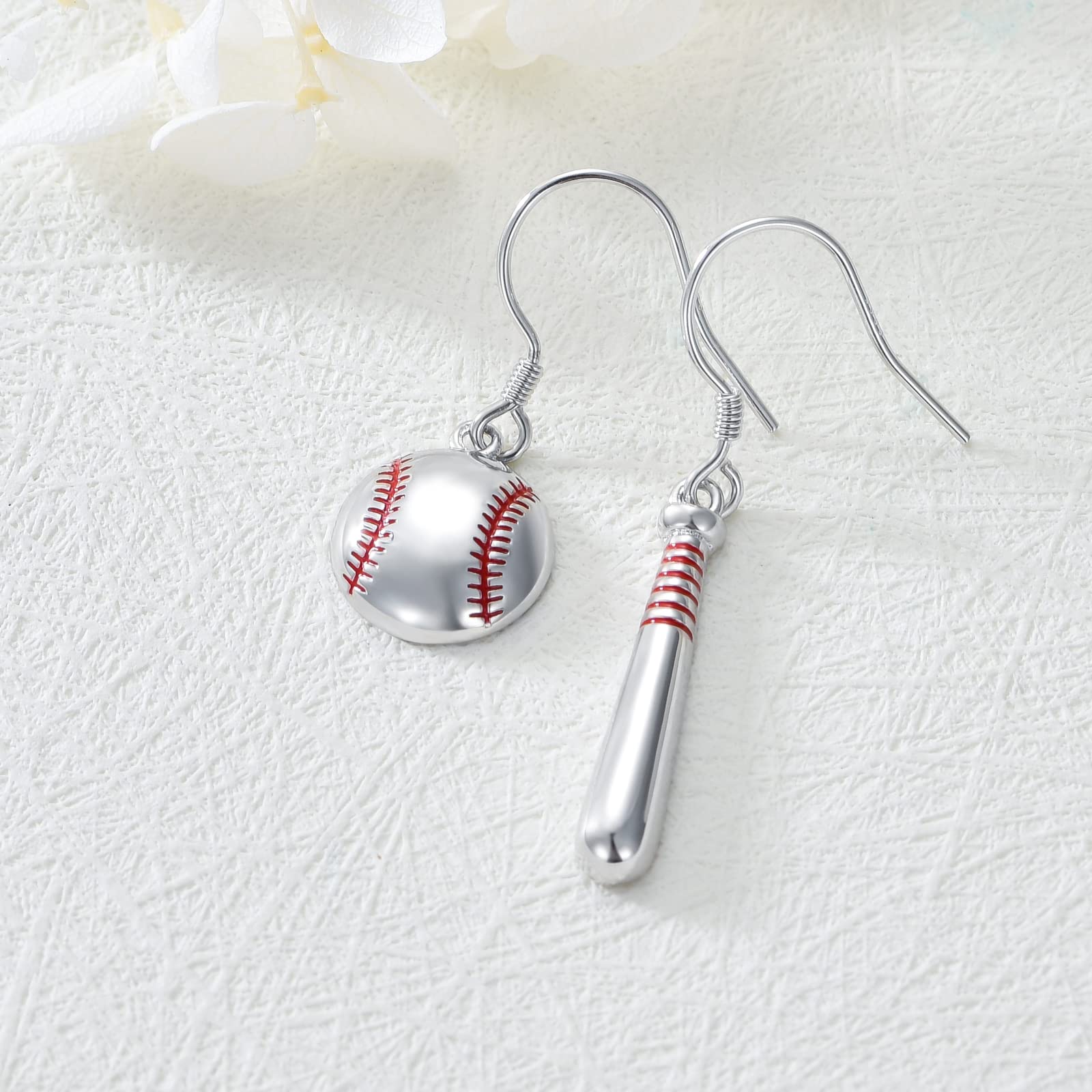 Baseball Earrings for Women Sterling Silver Baseball Bat Earrings Sport Lover Jewelry Gifts for Women Baseball Player