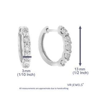 Vir Jewels 1/10 cttw Diamond Hoop Earrings .925 Sterling Silver 10 Stone Prong Set 2/3 Inch