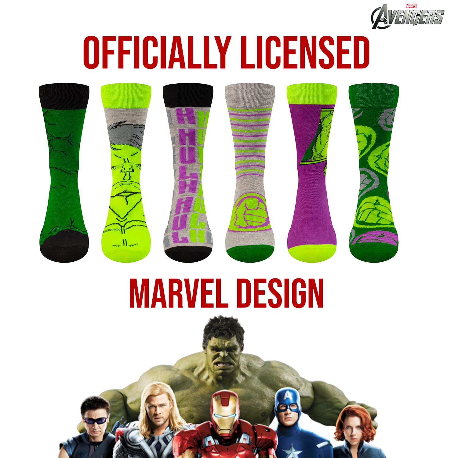 Marvel Legends Socks for Boys & Men, 6-Pack Socks for Men & Boys Socks, Men's Athletic Socks, Athletic Socks for Boys