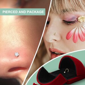 COCHARM 14k Solid Gold Nose Studs 14k Gold 3mm Nose Rings for Women Real Gold Star CZ Nose Screw 14k Hypoallergenic Nose Piercing Gold