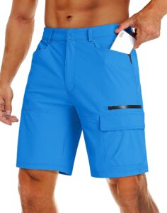 magcomsen golf shorts men stretch hiking quick dry shorts cargo shorts outdoor fishing shorts azure,36