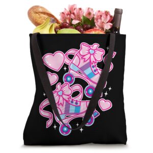 Cute Pink Roller Skates, Bows And Hearts for Princess Party Tote Bag