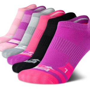 Avia Women's Low Cut Socks - 6 Pack Performance Cushion Comfort No Show Socks - Breathable Athletic Socks for Women (4-9), Size 4-9, Purple/Grey