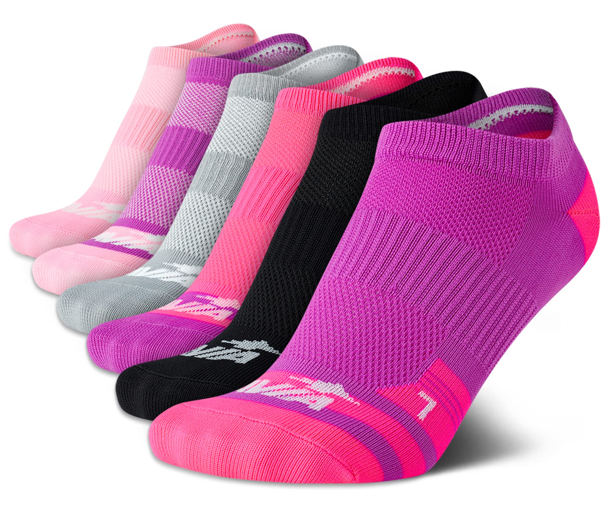 Avia Women's Low Cut Socks - 6 Pack Performance Cushion Comfort No Show Socks - Breathable Athletic Socks for Women (4-9), Size 4-9, Purple/Grey