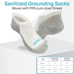 TRU47 Grounding & Earthing Products | No Show Grounding Socks | Silver Infused Socks | Breathable Socks Made With 99.99% Pure Silver Thread and Merino Wool (XL, No Show)