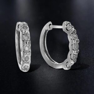 Vir Jewels 1/10 cttw Diamond Hoop Earrings .925 Sterling Silver 10 Stone Prong Set 2/3 Inch