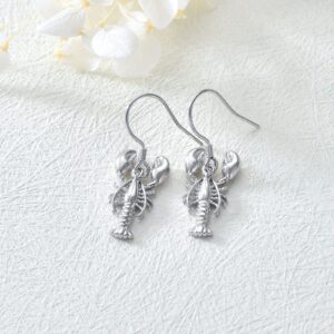 Lobster Earrings for Women Dangling Drop S925 Sterling Silver Statement Bead Fashion Earrings Jewelry Gift for Women